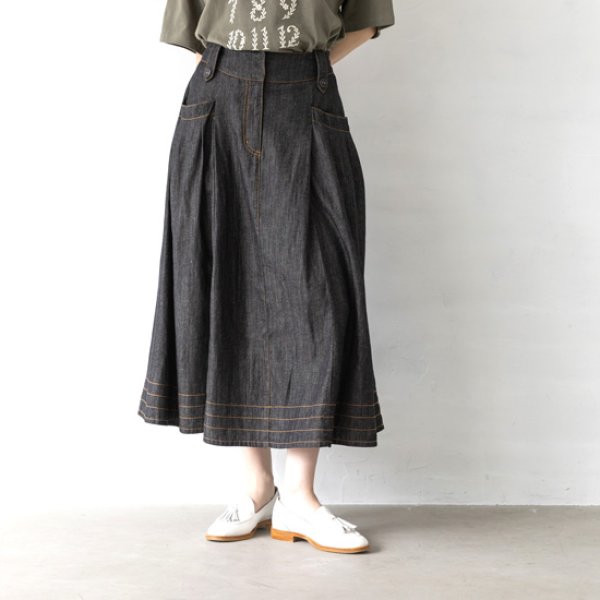 画像2: sosotto / ソソット 5.5ozデニムタックスカート (2)