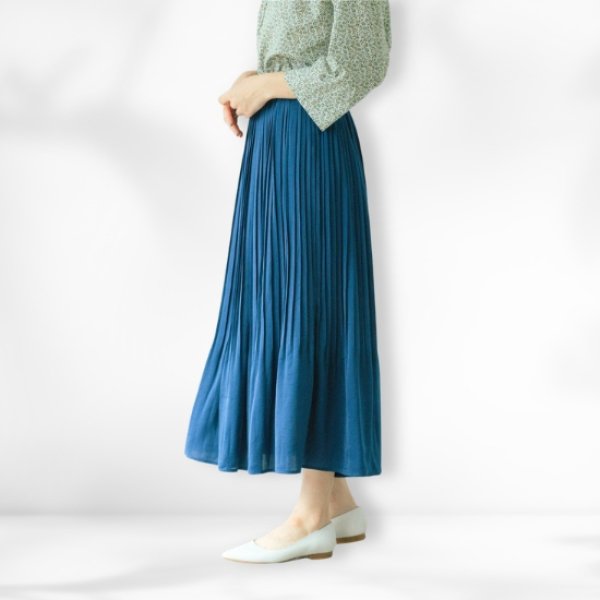 画像2: sosotto / ソソット アンティークサテン 消しプリーツスカート (2)