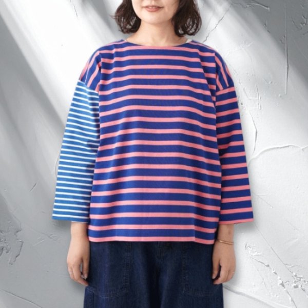 画像3: NATURAL LAUNDRY / ナテュラルランドリー パネルボーダー バイカラープルオーバー (3)