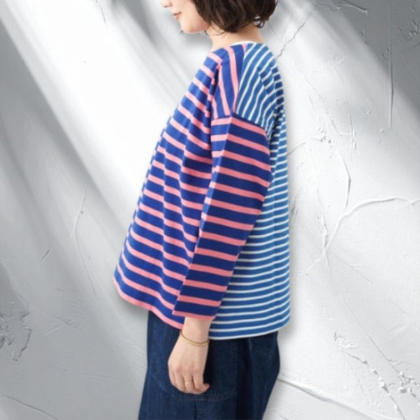 画像4: NATURAL LAUNDRY / ナテュラルランドリー パネルボーダー バイカラープルオーバー (4)