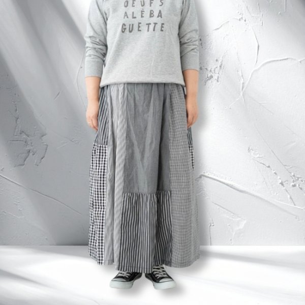画像3: NATURAL LAUNDRY / ナテュラルランドリー クラフトパネル シャーリングスカート (3)