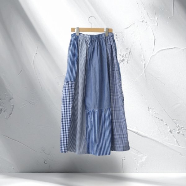 画像2: NATURAL LAUNDRY / ナテュラルランドリー クラフトパネル シャーリングスカート (2)