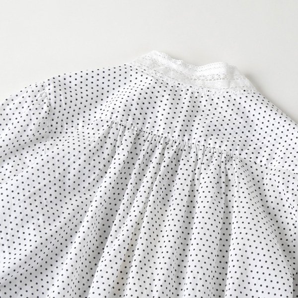 画像14: PONT DE CHALONS / ポンデシャロン スタンドレースカラーピンタックブラウス (14)