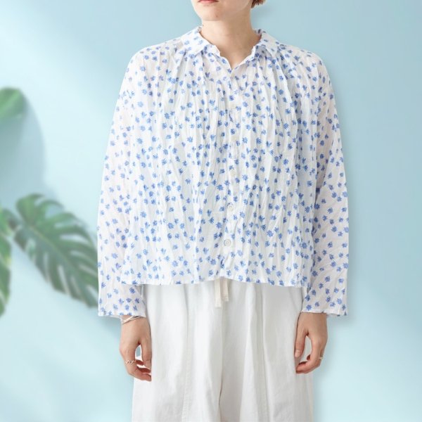 画像3: grin / グリン floraシアープリント  リンクルシャツ (3)