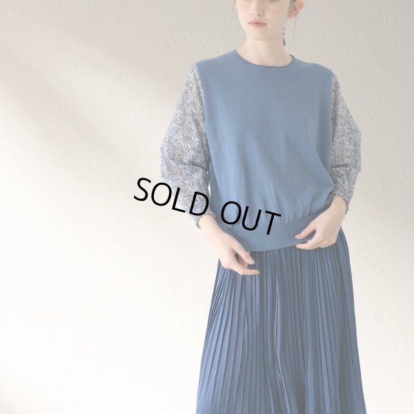 画像4: sosotto / ソソット 綿麻×LIBERTYボイル袖ドッキングプルオーバー7分袖 (4)