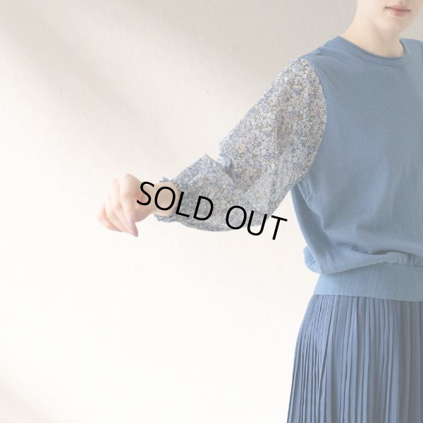画像3: sosotto / ソソット 綿麻×LIBERTYボイル袖ドッキングプルオーバー7分袖 (3)