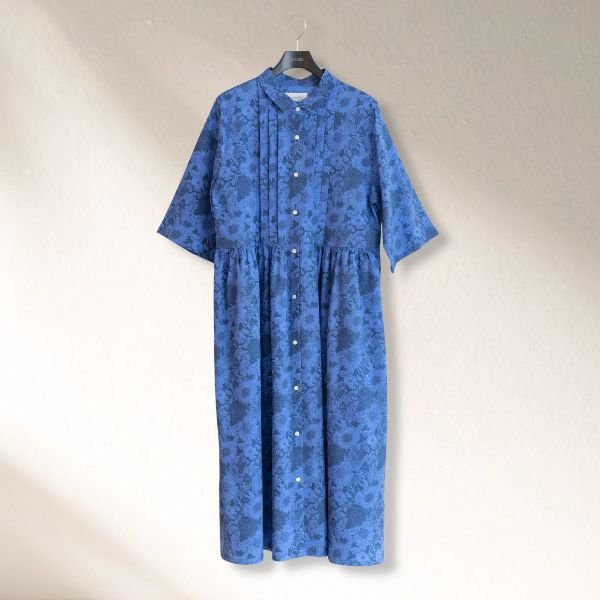 画像7: sosotto / ソソット LIBERTYイーストボーンローン前開きチビ衿ピンタックワンピース6分袖 (7)