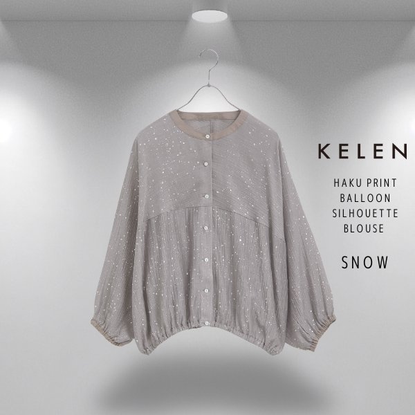 画像4: KELEN / ケレン 箔プリントバルーンシルエットブラウス SNOW (4)