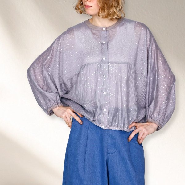 画像3: KELEN / ケレン 箔プリントバルーンシルエットブラウス SNOW (3)