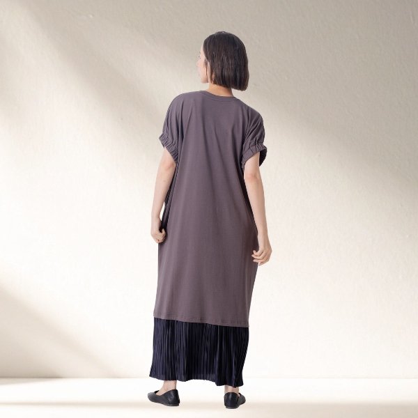 画像6: KELEN / ケレン 裾プリーツドッキング　コクーンシルエットワンピース BONNY (6)