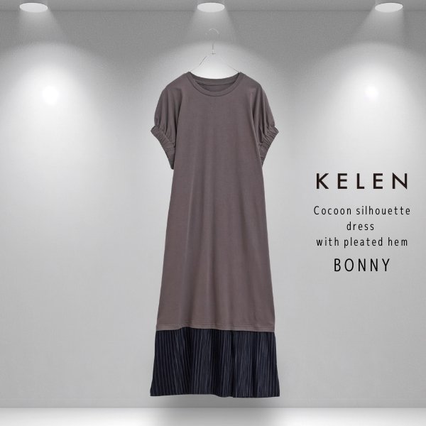 画像7: KELEN / ケレン 裾プリーツドッキング　コクーンシルエットワンピース BONNY (7)