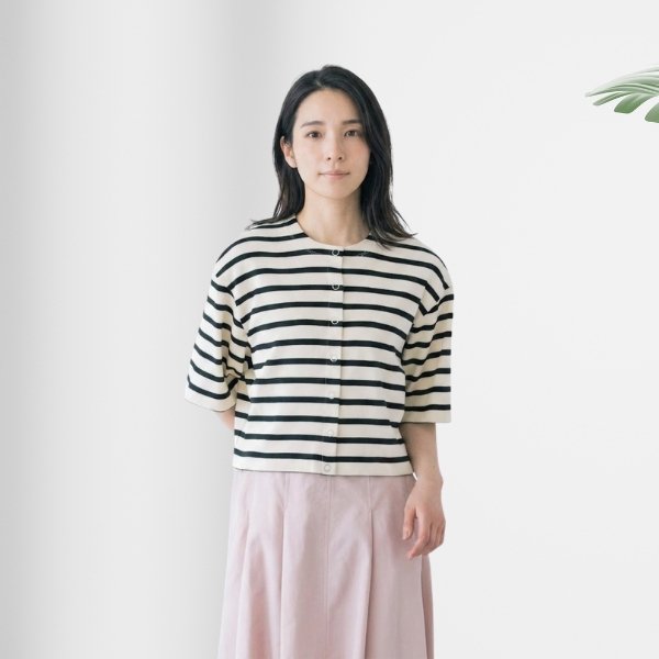 画像2: PONT DE CHALONS / ポンデシャロン 半袖スナップカーディガン (2)