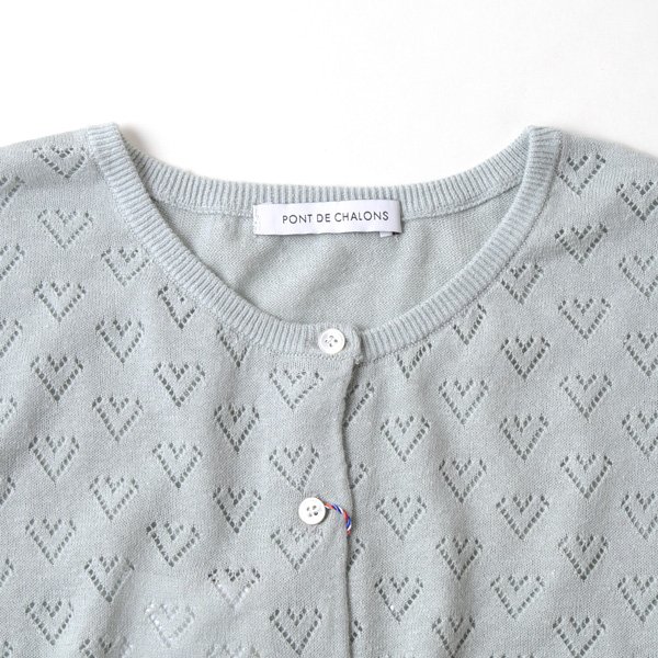 画像3: PONT DE CHALONS / ポンデシャロン コットンリネン ハートジャカードカーディガン (3)