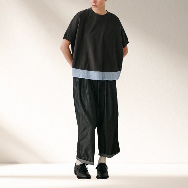 画像2: KELEN / ケレン 80ローンコットンストライプ ドッキングトップス HOPPS (2)