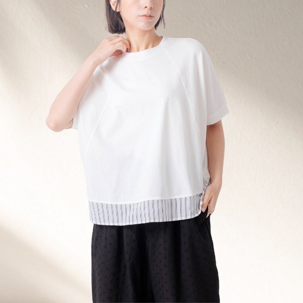 画像16: KELEN / ケレン 80ローンコットンストライプ ドッキングトップス HOPPS (16)