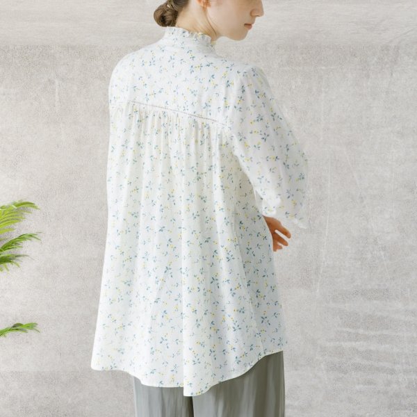 画像6: sosotto / ソソット LIBERTYフリルカラー梯子レースチュニックブラウス6分袖 (6)