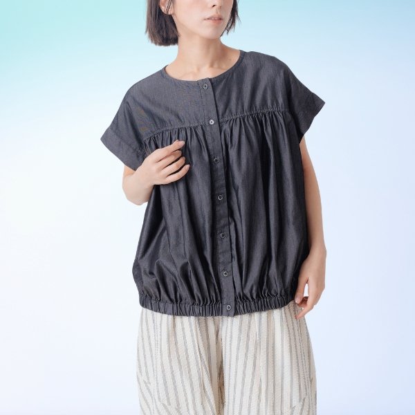 画像2: KELEN / ケレン 接触冷感3.5ozデニム 前後2WAYブラウス MEYA (2)
