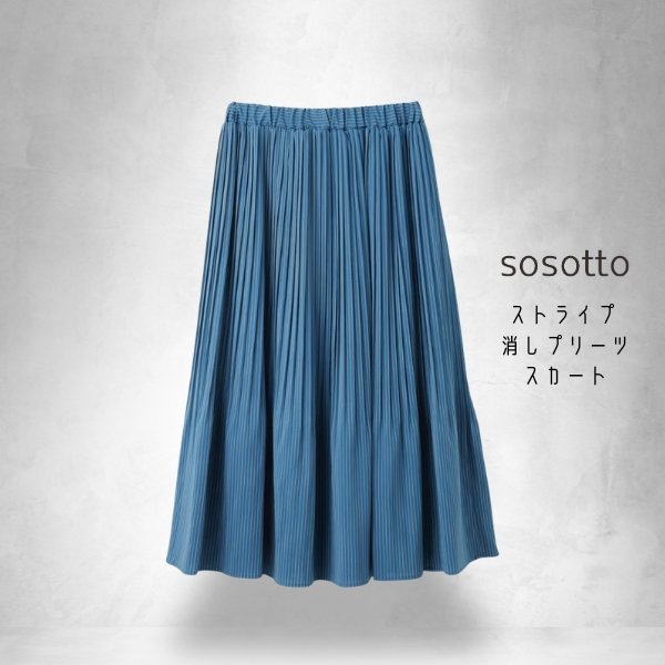 画像6: sosotto / ソソット ストライプ 消しプリーツスカート (6)