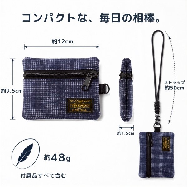 画像7: トナリノショップ　ネックポーチ Urban Grid ミニ財布 首掛けポーチ ナイロン 軽量48g カード 小銭 紙幣収納 ユニセックス (7)