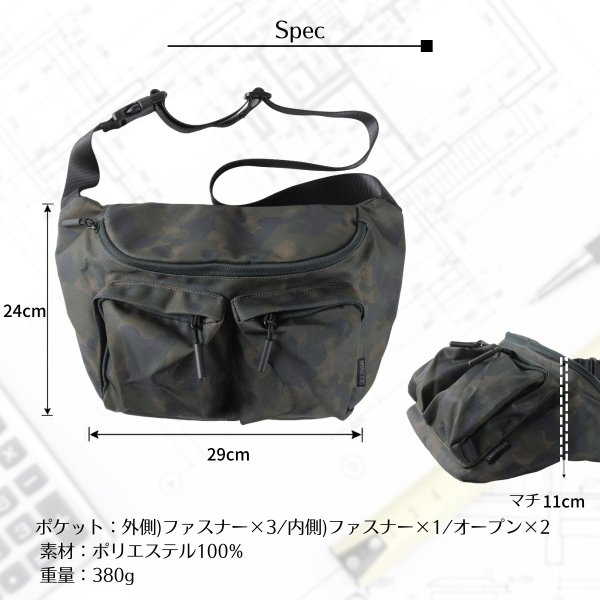 画像6: トナリノショップ クロスボディバッグ URBAN CROSS メンズ 斜めがけ ショルダーバッグ 薄型 アーミーテイスト 自転車 カジュアル (6)