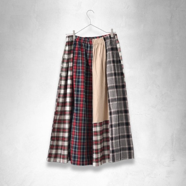 画像6: NATURAL LAUNDRY / ナテュラルランドリー 先染めパネル シャーリングスカート (6)