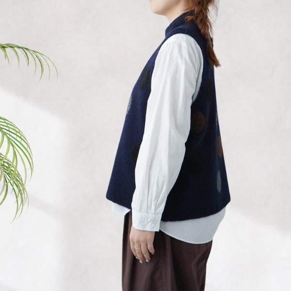 画像2: NATURAL LAUNDRY / ナテュラルランドリー カラーアルパカ ドットベスト (2)