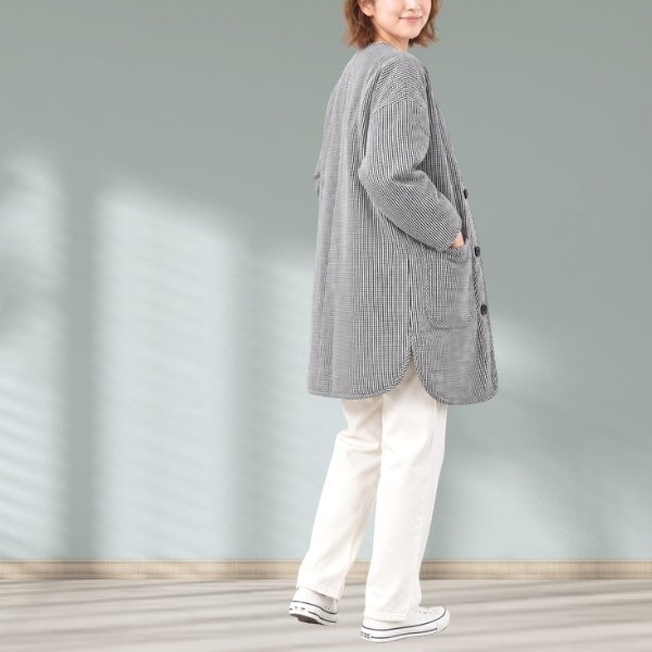 画像2: NATURAL LAUNDRY ナテュラルランドリー 先染めキルト ミドルコート (2)