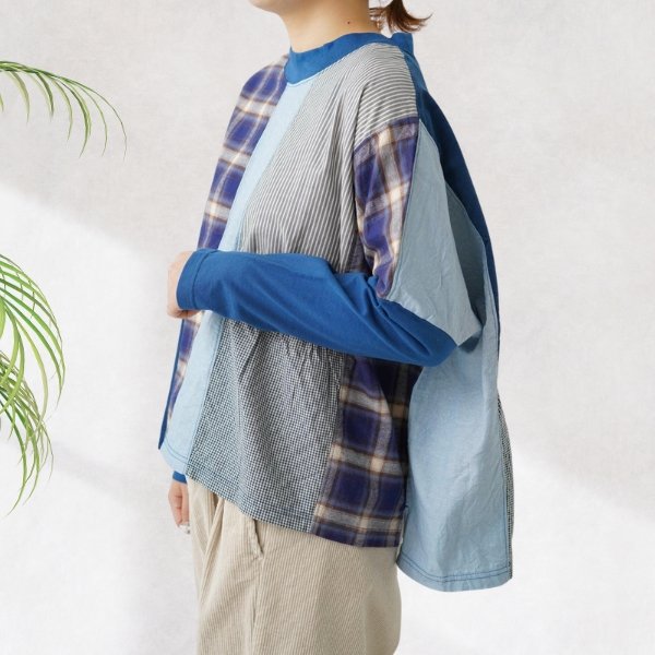 画像4: NATURAL LAUNDRY ナテュラルランドリー 先染めパネル ハギモックプルオーバー (4)