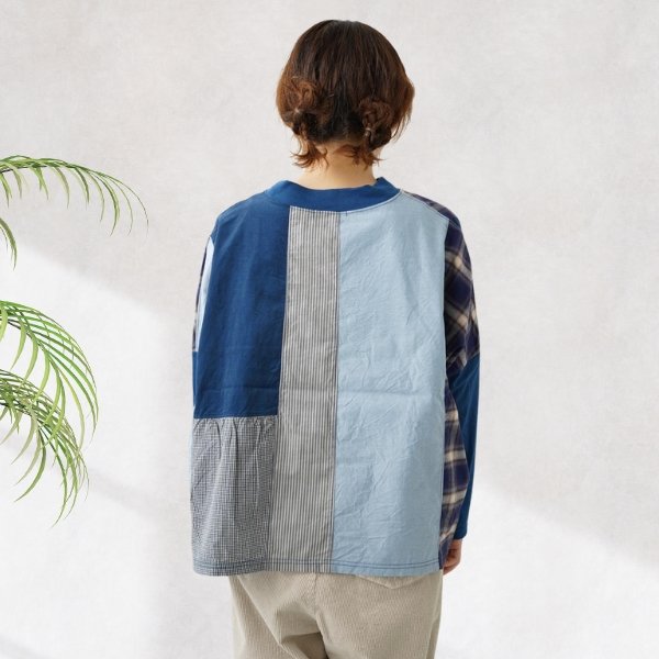 画像5: NATURAL LAUNDRY ナテュラルランドリー 先染めパネル ハギモックプルオーバー (5)