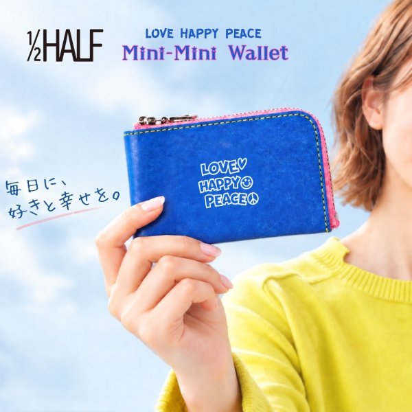 画像1: 1/2 HALF ニブンノイチハーフ mini-mini wallet LOVE HAPPY PEACE (1)