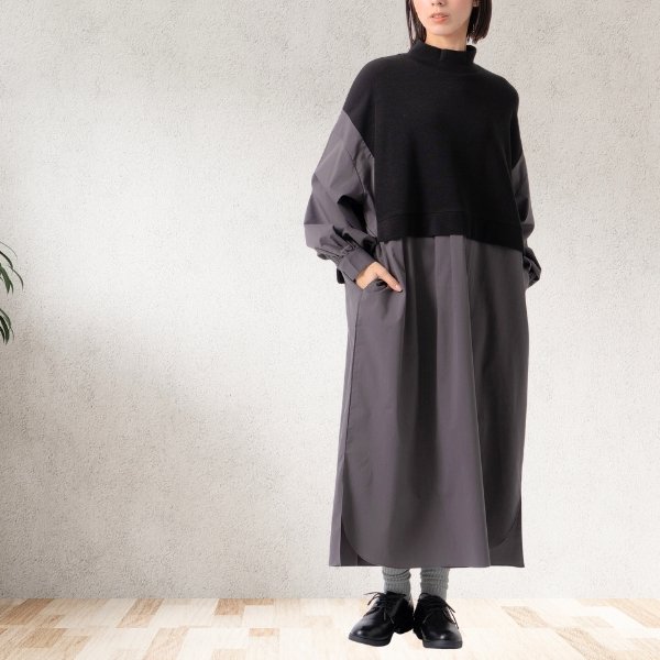 画像2: KELEN / ケレン パネルデザインニットコンビワンピース JOHOP (2)
