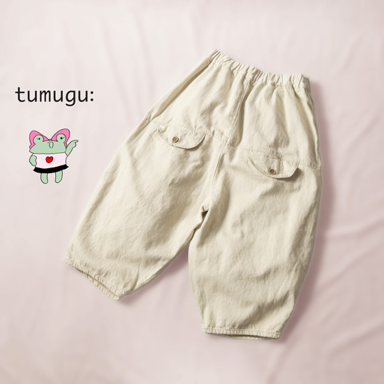 美品 tumugu:✨ツムグ 10oz コットンリネン デニム ティンカーパンツ