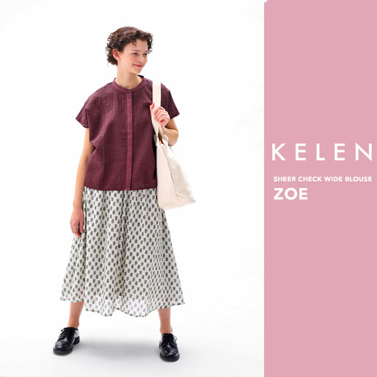 KELEN シアーチェックワイドブラウス ZOE